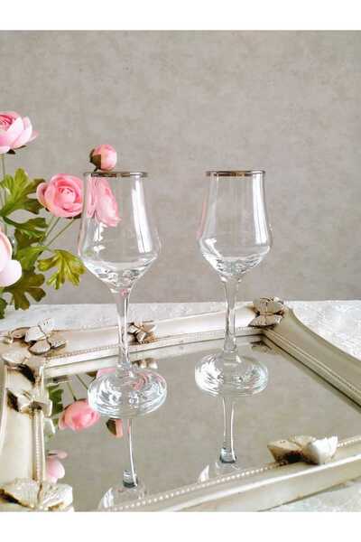 P H Panayır Home 2-Person Silver Gilt Glass Pedestal Water Cup 2-Piece Coffee Side Cup