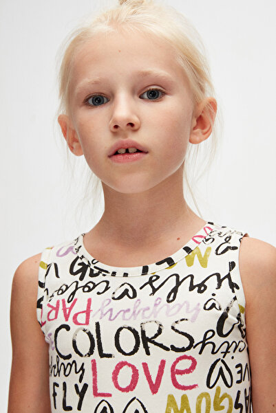 LOVETTI Ecru Glasgow Pattern Girls Sleeveless Dress