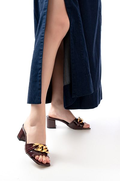 marinarosse Women's Bella Burgundy Chain Buckle Detailed Slippers
