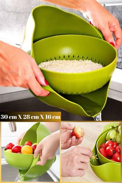 Hane Dostu 360° Dönebilen Çift Katmanlı | Hazneli Meyve Sebze Bakliyat Yıkama...