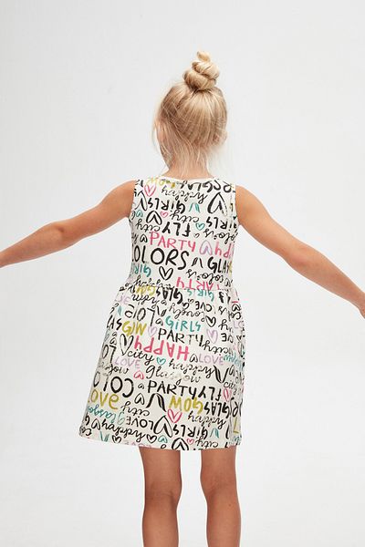 LOVETTI Ecru Glasgow Pattern Girls Sleeveless Dress