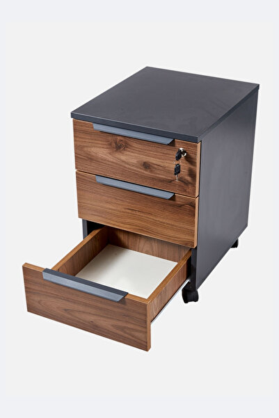 Çağın Ofis Mobilyaları Tidy Standart Keson (ANTRASİT/KAPAKLAR MİNYATÜR-CEVİZ)