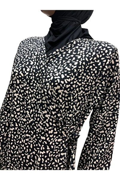 eflin Ρούχα Χιτζάμπ Φόρεμα προσευχής - Μαύρο/Κρεμ, Μοτίβο Κακλιτάσι, Συρόμενο με δαντέλα