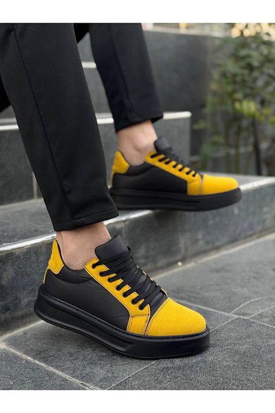 BOA Kb X46 Black Yellow High Black Sole Casual Sneakers