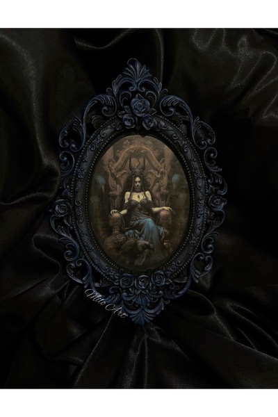 Milo Art El Yapımı Lacivert Eskitmeli Vintage Siyah Beton Çerçeve ( Camsız )