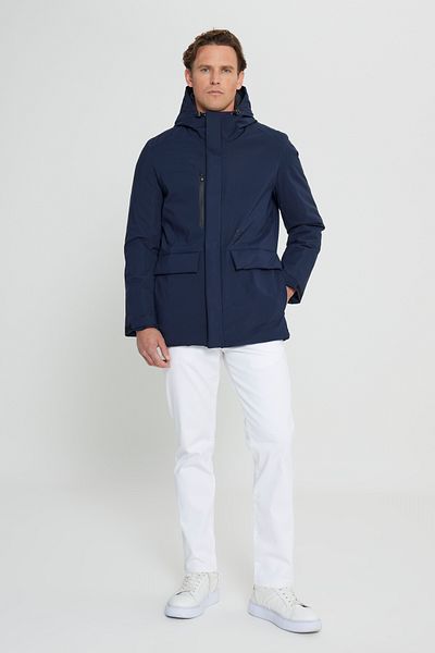 AC&Co / Altınyıldız Classics Ανδρικό γιακά με κουκούλα Navy Blue με κουκούλα Standard Fit Ζεστό αντιανεμικό παλτό