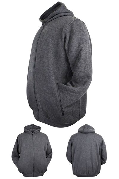 marufshop Ανδρικό χοντρό παλτό φούτερ με κουκούλα 3 νημάτων, κατάλληλο για άντρες μεγάλου μεγέθους από 105 έως 185 κιλά