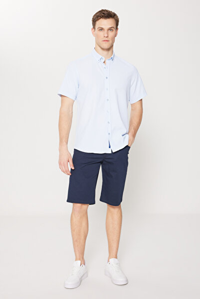 ALTINYILDIZ CLASSICS Slim Fit Slim Fit Side Pocket Cotton Stretchy Seersucker Patterned Shorts