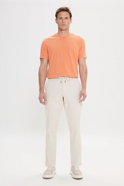 AC&Co / Altınyıldız Classics Ανδρικό μπεζ oversize φαρδύ κομμένο βαμβακερό, ελαστικό παντελόνι με τσέπη στο πλάι