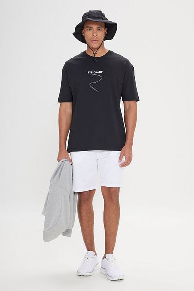 AC&Co / Altınyıldız Classics Ανδρικό πλεκτό σορτς από βαμβακερό κανονικό κοψί, λευκό, κανονική εφαρμογή