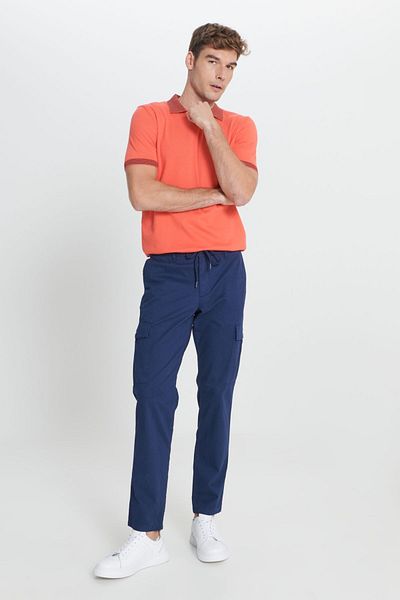AC&Co / Altınyıldız Classics Ανδρικό Navy Blue Comfort Fit Relaxed Cot, ελαστικό παντελόνι Cargo στο πλάι