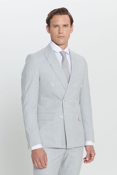 ALTINYILDIZ CLASSICS Extra Slim Fit Slim Fit Swallow Neck Stripe Suit