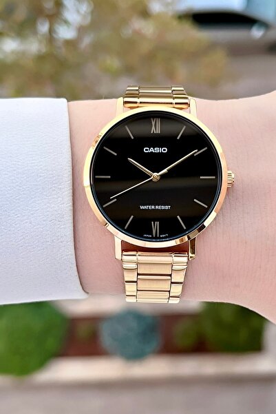 Casio Kadranı Siyah Kordonu Gold Renk Kadın Kol Saati