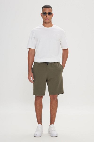 AC&Co / Altınyıldız Classics Men's Khaki Standard Fit Regular Cut Cotton Stretchy Knitted Shorts