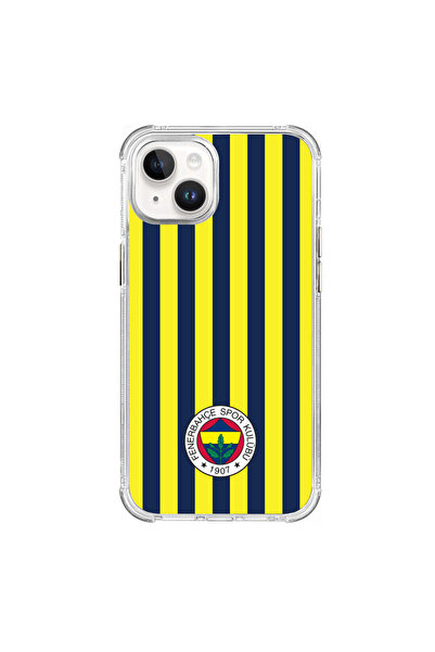 Fenerbahçe iPhone 13 uyumlu Fenerbahçe Çubuklu Şeffaf Telefon Kılıfı