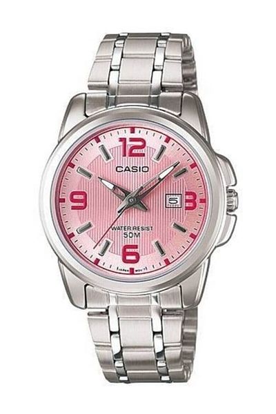 Casio Silver Color Women's Wristwatch with Pink Cord