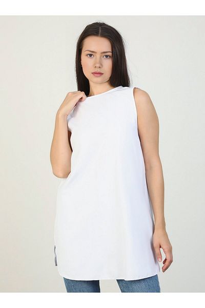 Benin White Poplin Sleeveless Tunic - Benin