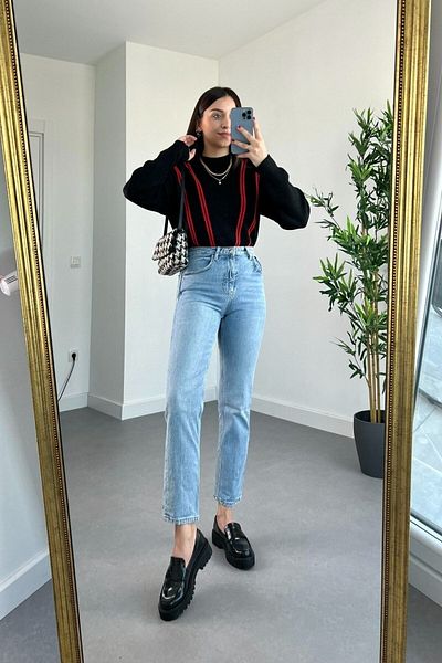 LİMABEL Milano Mystery Zaha Dores Stager Jaxen - Blugi Mom cu talie înaltă pentru femei, cu lycra și spălat cu zăpadă