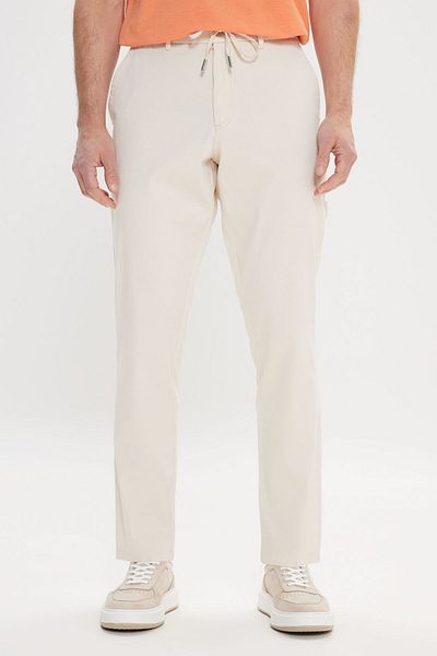 AC&Co / Altınyıldız Classics Ανδρικό μπεζ oversize φαρδύ κομμένο βαμβακερό, ελαστικό παντελόνι με τσέπη στο πλάι