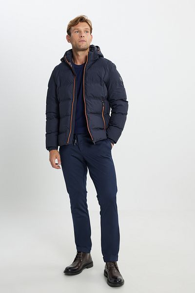 ALTINYILDIZ CLASSICS Ανδρικό παλτό με κουκούλα Navy Blue Standard Fit