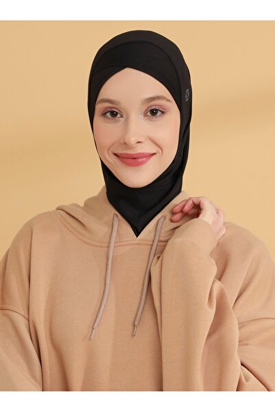 Tuva Şal Çapraz Hijab Spor Bone - Siyah - Tuva
