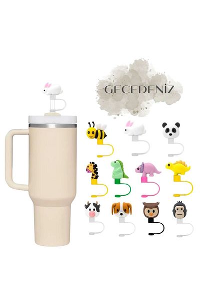 GECEDENİZ Straw Stopper Stanley Animal Three Dimensional