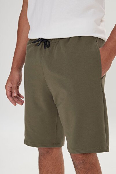 AC&Co / Altınyıldız Classics Men's Khaki Standard Fit Regular Cut Cotton Stretchy Knitted Shorts
