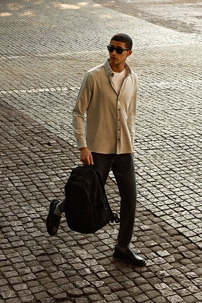 ALTINYILDIZ CLASSICS Flexible Oxford Gray Slim Fit Shirt - Slim Fit, Buttoned Collar