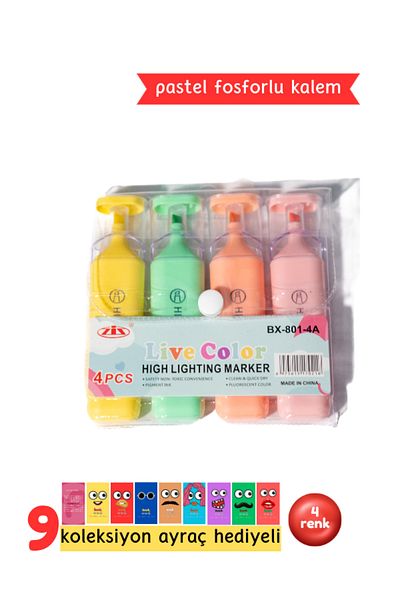 Pembe Pasaj Pastel Color Highlighter Set of 4