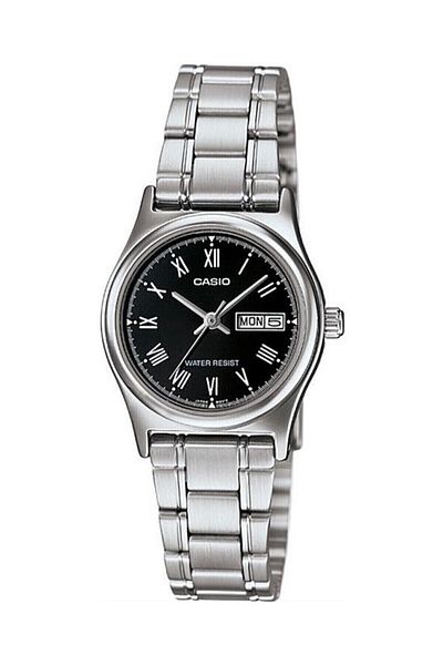 Casio Women's Wrist Watch with Black Coron Silver Color