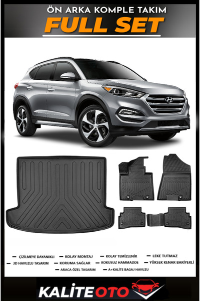 ko kaliteoto Hyundai Tucson Bagaj Havuzu+4.5D Havuzlu Paspas Seti 2015 2016 2...