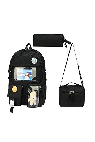 Kawai Kore Tarzı Okul Çantası Aksesuarlı Ortopedik Kız Çocuk Sırt Çantası Bes...