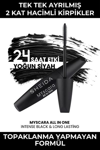 Sheida Extra Black Mascara Giving Intense Volume and Curl - Single Separating Special Head