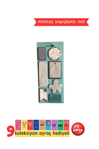 Pembe Pasaj Cute Adhesive Note Paper - 7 Pieces Blue Post-It Set
