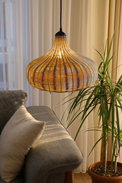 rattam El Yapımı Doğal Rattan "Bird" Avize - Bohem & Modern Tasarım - 40x35cm