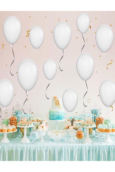 VIP Balon 15 White Pastel Balloons – Helium Compatible and Durable