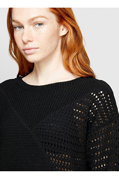 Sisley Boat Neck Black Midi Women's Dress 1076Mv00W