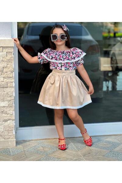 KOKOŞ BEBEK Flower Detailed 3-Piece Combination |   Between 4/5 Years