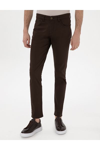 Pierre Cardin Καφέ Slim Fit 5 Pocket Chino Παντελόνι - 50271249 -vr029