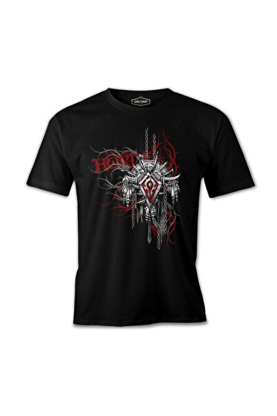 Lord T-Shirt World Of Warcraft - Horde Logo In Cahins Siyah Erkek Tshirt