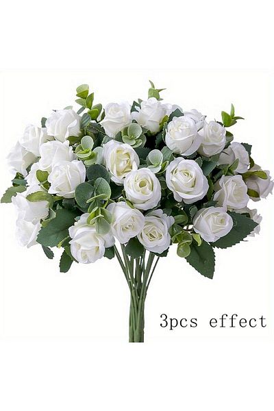Choice White Rose Artificial Flowers Bouquet 30cm Fake Flower Home Room Table Bedroom Decor Garden Wedding
