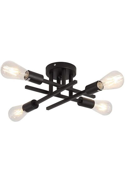 STDJHong No Bulb Black Retro Industrial Chandelier Black/gold Wrought Iron Led Ceiling Lamp E27 Light Living