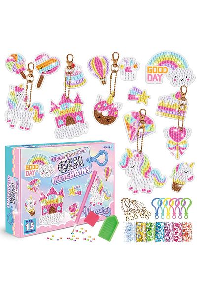 Choice Sk8012 Children's Cartoon Unicorn Magic Gemstone Diamond Painting Children's Set, Homemade Keychain