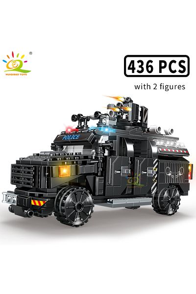 Choice No Box Huiqibao 4in1 Swat Police Series Building Blocks With Policeman Bricks Truck Ship Car City Co