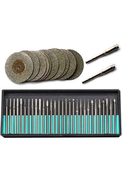 Choice 42pcs Dremel Accessories Rotary Tools 30pcs Diamond Burs 12pcs Diamond Saw Blades Mini Cutting Discs