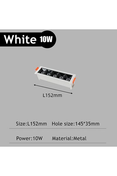 SUNMEIYI 3000k Wram White A-white 10w New Led Line Downlight Recessed Rectangle Grille Ceiling Lamp 10w 20w 3