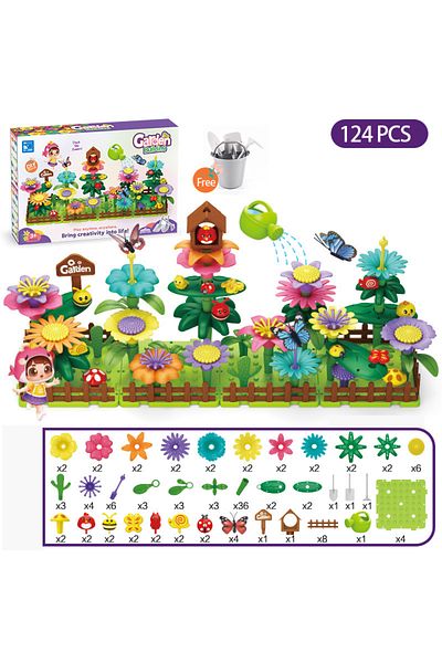 Choice 124 Pcs Girls Diy Flower Garden Toys Building Blocks Kids Toddlers Playset Bouquet Creative Growing