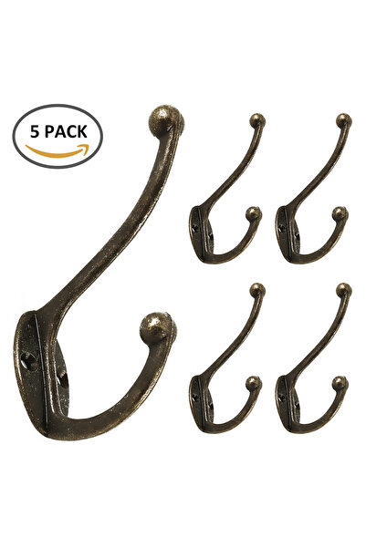 Choice 5Pcs 5Pcs Retro Hooks Wall Mounted Dual Coat Rack Coat Copper Clothes ...
