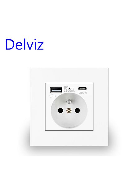 Choice Fr Type-c Socket (FR) Delviz With Usb French Standard Outlet,16a Power Socket For France,white Pc Pa