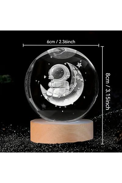 Choice Astronaut Moon 1pc Astronaut 3d Laser Carved Crystal Ball With Colored Lights, Living Room Bedroom P